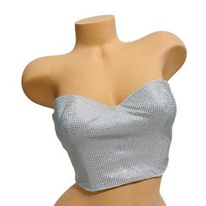 VICTORIA'S SECRET 36B DREAM ANGELS JEWELED BUSTIER STRAPLESS BRA SILVER NEW $150